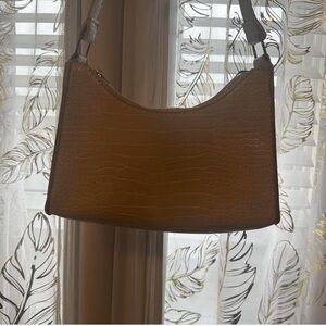 SHEIN Brown Croc-Embossed Shoulder Bag